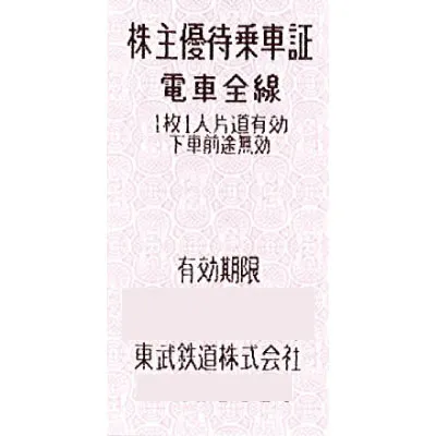 東武鉄道株主優待券（きっぷ・定期）