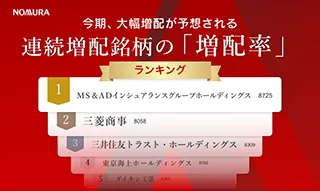 今期、大幅増配が予想される連続増配銘柄の「増配率」ランキング（2024年5月29日時点）のイメージ