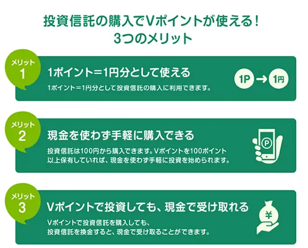 投資信託の購入でVポイントが使える！3つのメリット